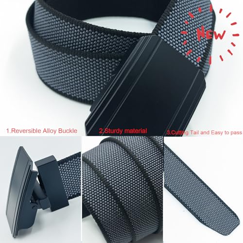 Casual Reversible Belt Men,2 and 1 Mens Belt with Double Sided,Adjustable Canvas Belt for Work,Military,47.24inch4