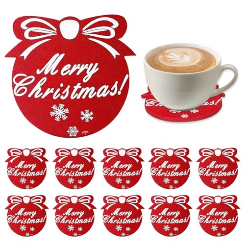 Vlecexs Untersetzer Weihnachten, 12 Stück Filzuntersetzer Rund, Filz...