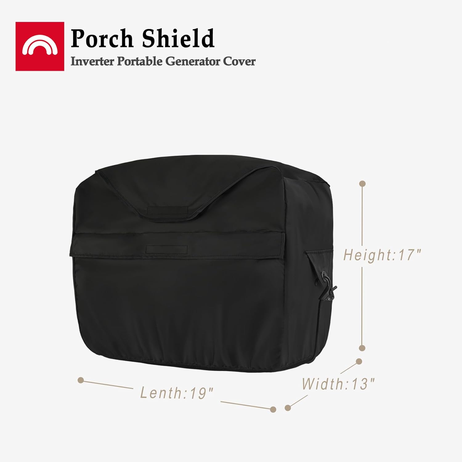 Porch Shield Outdoor Generator Cover for Most Inverter Portable Generator EU1000i 2000i Waterproof Storage Cover 19x13x17 Inch Black