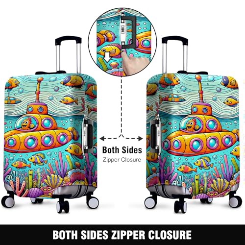 Extra Large Elastic Luggage Cover Stretchable Suitcase Protector with Easy Handle Access & Zipper Closure Ideal Travel Accessory for Large Suitcases Ensures Safety & Style Submarine City2