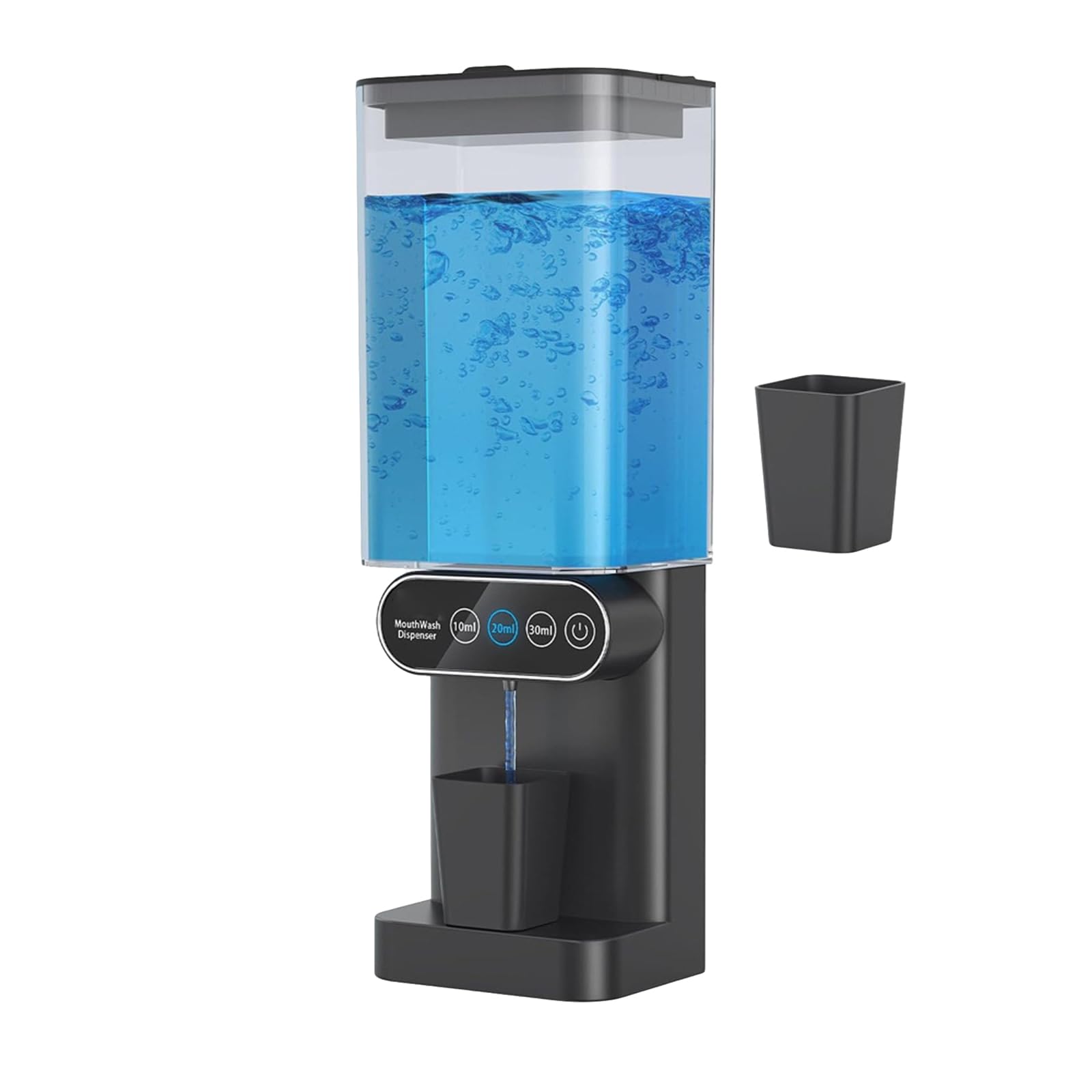 Mundwasserspender mit automatischer Steuerung, 700 ml, berührungsloses elektrisches Wandgerät für Badezimmer mit Magnetbechern, berührungsloser elektrischer Spender