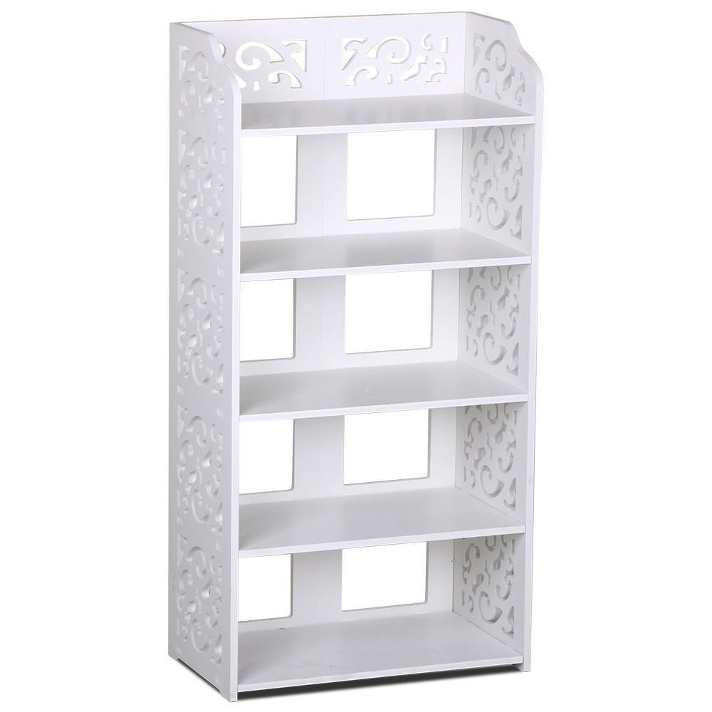 5 Tiers Hollow Out Shoes Stand Shelf Organizer Rack Entrance Corridor Carved White