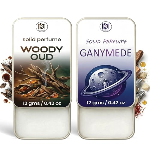 Image of Dr.Mashur Solid Perfume |Woody oud&Gandmede Alcohol Free Wax Perfume Balm, Long Lasting | Pocket Tin 12g, Pack Of 2| Non Greasy Smooth Glide, Travel Friendly Men And Women