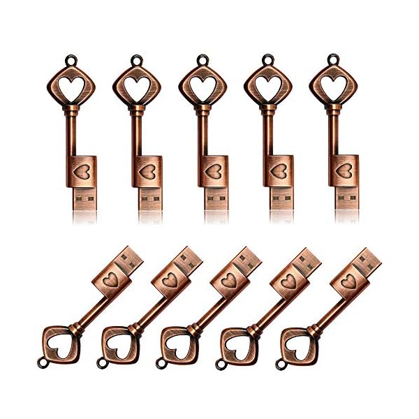A Plus+ USB Stick 8GB Metall Herz Schlüssel USB-Flash-Laufwerk für die Hochzeit (10 Stück)
