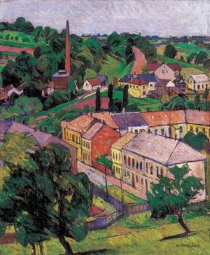 Peinture à l'huile de village d'après Gyula Kosztolanyi tableau 30x40
