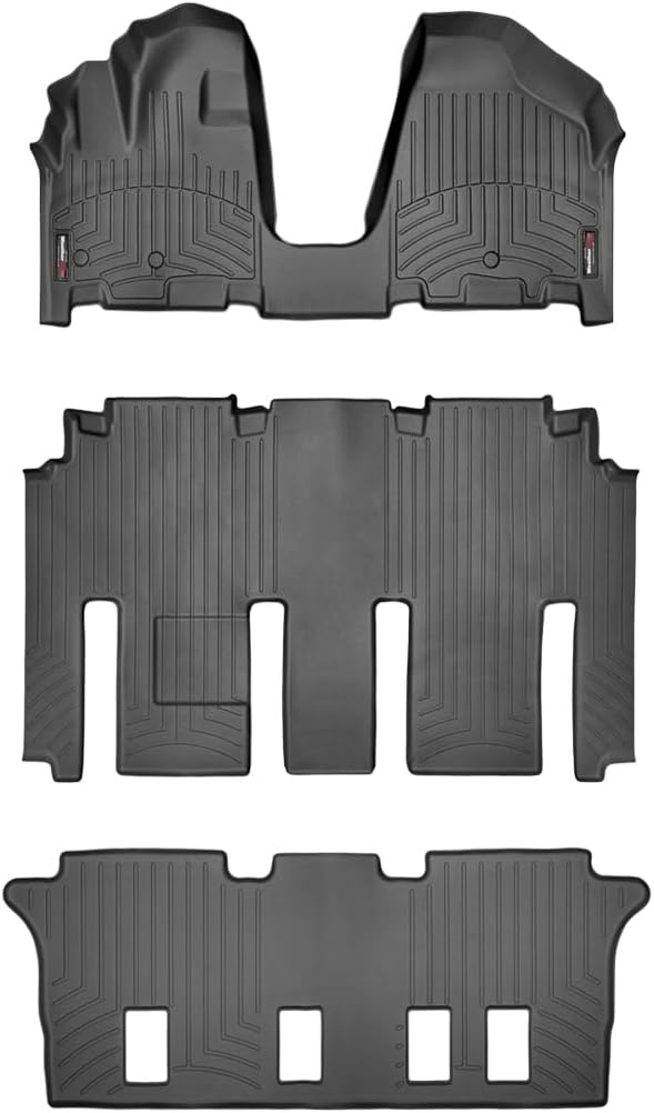 WeatherTech Custom Fit FloorLiners for Kia Sedona, Sedona, Sedona - Full Set (44553-1-2-3), Black