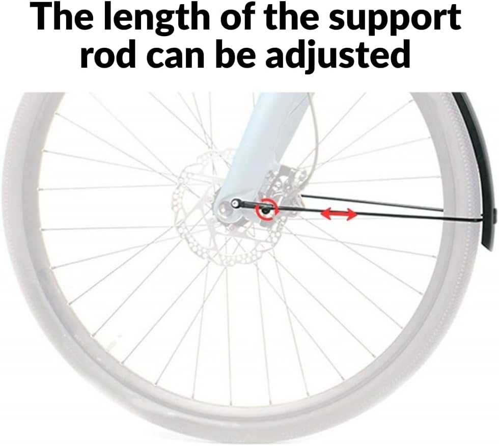 Adjustable Bike Fenders Set for 700c x 50mm Fits Up to 45mm Tire Width Plastic Fenders (Bright Black)