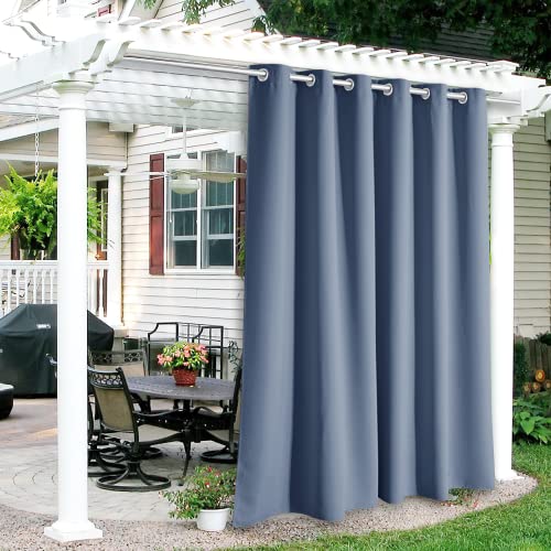 Outdoor Waterproof Curtain Panel for Patio, Stone Blue, W84 x L108