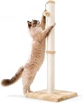Dimaka 34 inch Tall Ultimate Cat Scratching Post, Claw Scratcher avec corde sisale et recouvert de peluche douce lisse, égratignure verticale [Full Stretch], design moderne stable pour les chats(Grey V2)