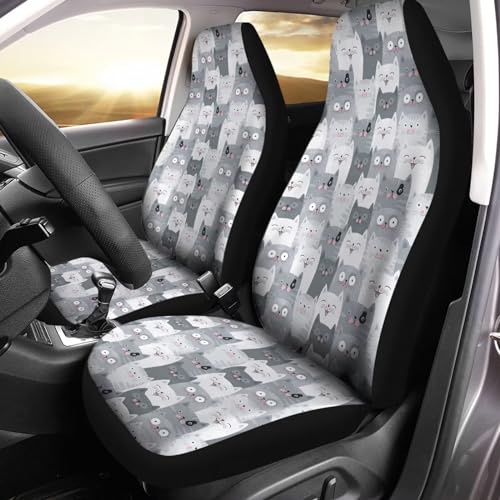 Housse de siège voiture chaton gris mignon pour une ambiance douce