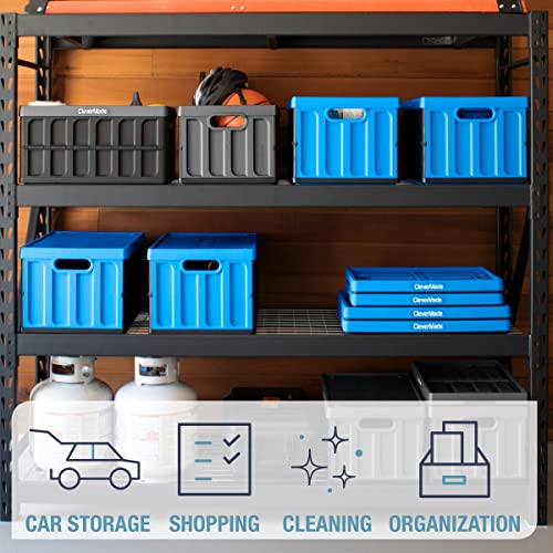Clevermade 62L Collapsible Storage Bins With Lids - Folding Plastic Stackable Utility Crates, Solid Wall Clevercrates, 3 Pack, Charcoal (8034119-1533Pk) #TOP3