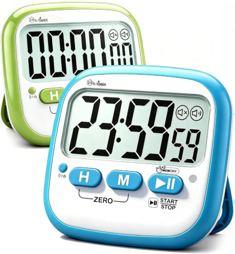 Antonki 2 Pack Classroom Timers for Kids Teachers, Magnetic Countdown Digital Kitchen Timer for Cooking, Study, Exercise, Games, Time Mangement - Loud/Silent Mode - Battery Included
