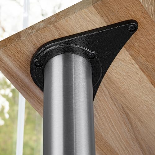 Gedotec Möbelfüße 4X Edelstahl Optik | Ø 60 mm | Tischfüße Höhenverstellbar Höhe 710 mm + 30 mm inkl. Befestigungsmaterial | Tischbeine Metall | Sockelfüße Bodenschoner aus Kunststoff | für Möbel