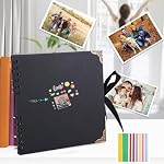 Scrapbook Album, 60 Pages Black Kraft Paper Memorial, Handmade DIY, Wedding Travel Festival Graduation (Black 8 * 8 Inch)
