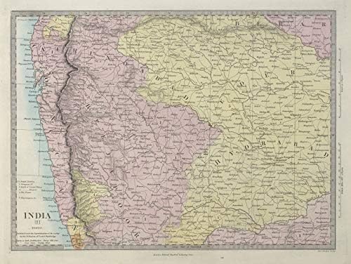 Old Map Of Maharashtra British India Bombay Mumbai Maharashtra Telangana Goa Hyderabad. Sduk -  1857 - Old Map - Antique Map - Vintage Map - Printed Maps Of India : Home &  Kitchen