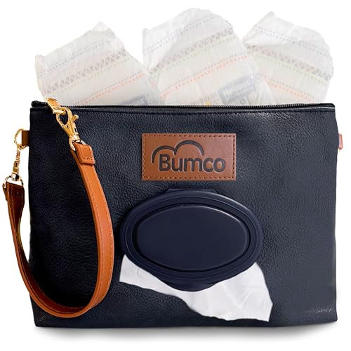 Image of Bumco Diaper Clutch - Portable Wipes Dispenser & Travel Baby Essentials, Airtight Refillable Wipes Container