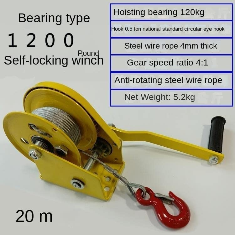 icVantA Self-Locking Winch Bracket, Used to Install Air Conditioner External Unit, Hoisting Machine High-Altitude Lifting Tool (Color : 15m Winch only) (20m Winch only)
