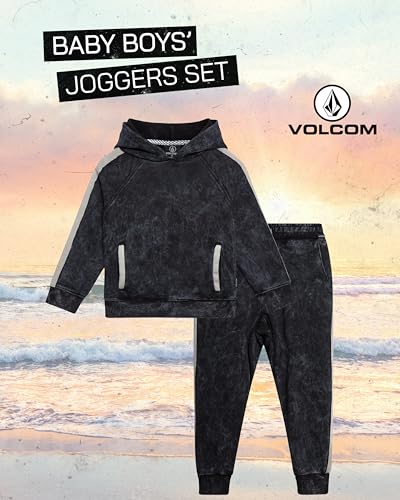 Image of Volcom Infant Toddler Baby Boys Joggers Set - 2 Piece Fleece Pullover Hoodie and Jogger Pants Activewear Set (Sizes: 12M-7)