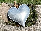 1 Zink Herz mit Band 15 cm groß zum Hängen Garten Dekoration Geschenkanhänger