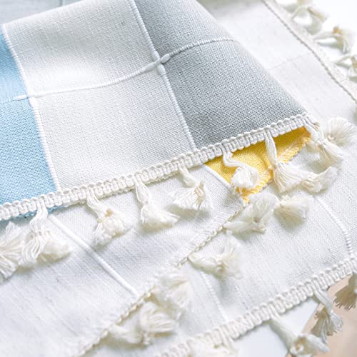 Nappe polyester imperméable rayée lavable 140x241cm pour table salle à manger