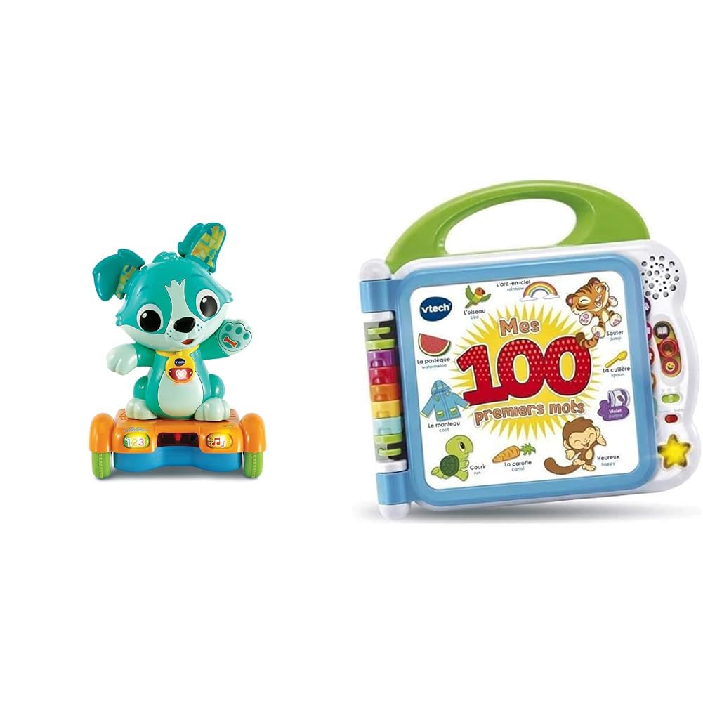 VTech – Titou, Mon Toutou Hoverboard, Chien Interactif – 1/3 Ans – Version FR & Mon Premier Imagier Bilingue - Imagier Enfant, Livre Enfant Anglais/Français – Dès 18 Mois - Version FR