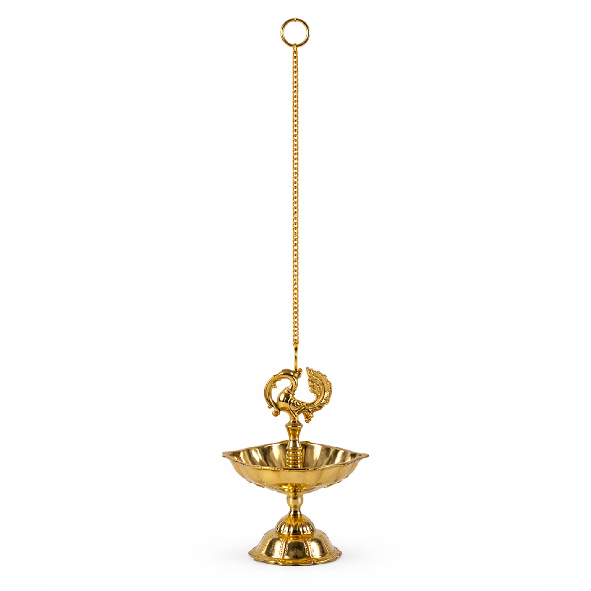 Handcrafted Brass Hanging Peacock Diya with Chain, Traditional Oil Lamp for Pooja Room, Home Temple Decor, Mandir Hanging Deepak, Festival Decoration & Spiritual Gift-image-13