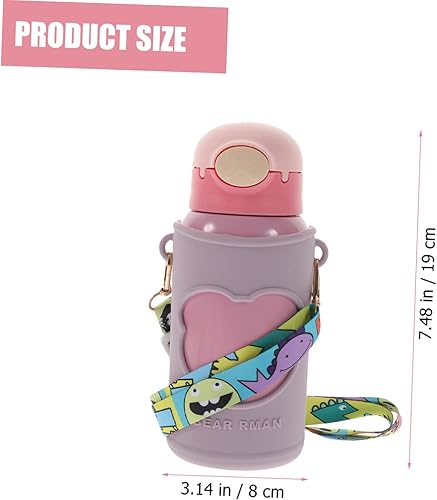 Miniatura 9 de BRIGHTFUFU 1 Set Children's Vacuum Cold Water Bottle Kawaii Water Bottle with Straw Motivational Water Bottle Kids Straw Bottle Kawii Silica Gel
