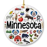 Lotacy Minnesota Symbols Colorful Christmas Ornament Home Decor, Minnesota Gifts and Souvenirs for Men and Women