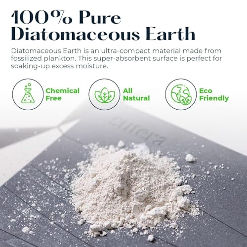 Image of SUTERA Rubber- Stone Bath Mat, Diatomaceous Earth Shower Rectangular Shape Mat, Non-Slip Super Absorbent Quick Drying Bathroom Floor Mat, Natural, Easy to Clean (Dark Grey Straight.)