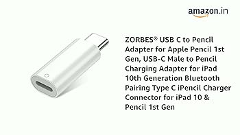 ZORBES® USB C to Pencil Adapter for Apple Pencil 1st Gen, USB-C