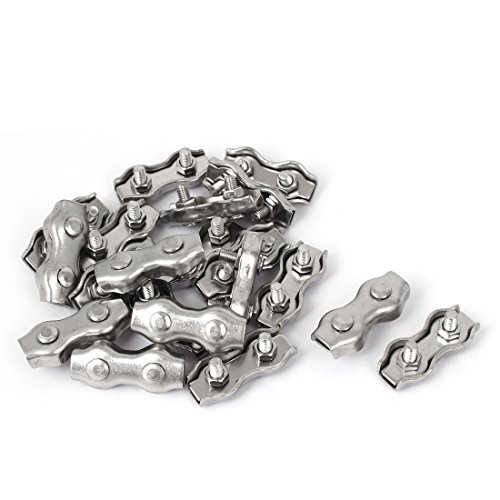 uxcell M4 Stainless Steel Duplex 2-Post Wire Rope Clip Cable Clamp 20 Pcs