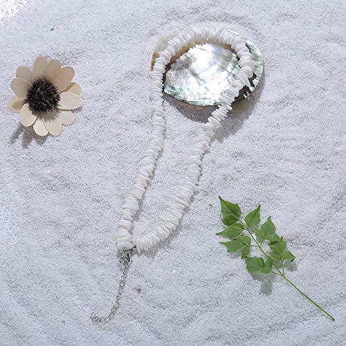Natural Puka Shell Necklace Clam Chips Shells Handmade Hawaii Wakiki Beach Choker Necklace with Extended Chain4