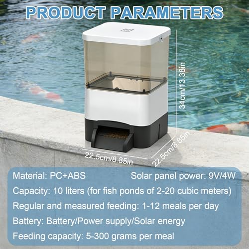 Alimentador automático de peces para estanque con energía solar VZXATYOP 6