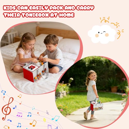 Image of Carrying Case for Toniebox Travel Bag for Tonies Starter Set & Audio Player Felt Cloth Portable Bags for Toniebox 2 Kids Travel Toy Organizer Tote Bags Handbag