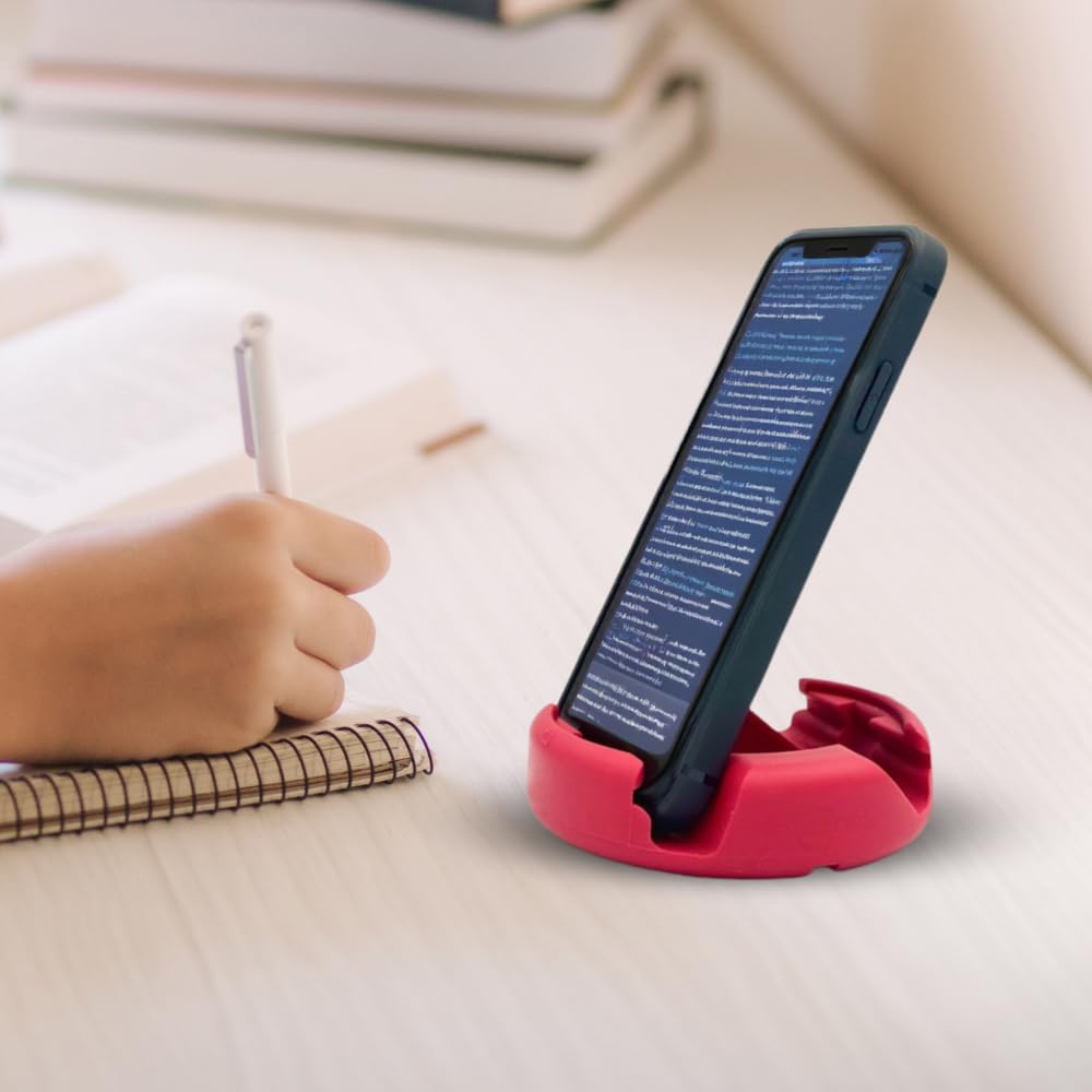 GoDonut Soporte para teléfono de Escritorio Plus - Avión de Viaje portátil, Accesorios de Oficina en el hogar - con Acceso al Puerto de Carga - Compatible con iPhone, iPad, Switch y Tableta - Negro