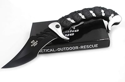 Snake Eye Everyday Carry Scorpion Style Ultra Smooth One Hand Opening Folding Pocket Knife - Ideal for Recreational Work Hiking Camping (Silver)