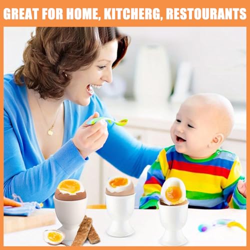 9 Stück Eierbecher Set, 4.8x4.9cm Weiße Runde Eierbecher mit Fuß, Plastik Frühstück Eierhalter Geschirr, Eierbecher Lustig Geeignet für Hart und Weich Gekochte Eier auf Jedem Frühstückstisch (Weiß) – Bild 8