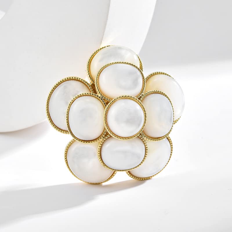 Image of Pearl Flower Brooch and Pins for Women Large Gold Luxury Elegant Pin Christmas Gift Jewelry