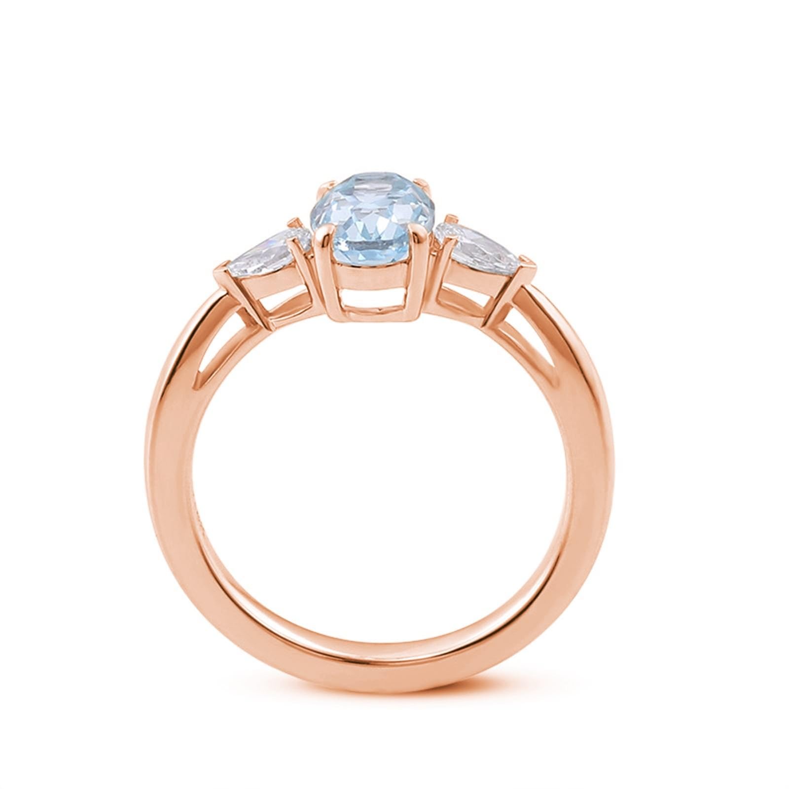 Anillo de oro blanco de 9 quilates para mujer, anillo ovalado para mujer