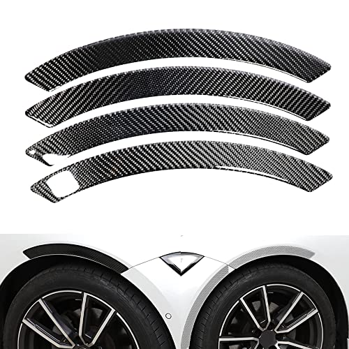 Image of Fender Anti-Scratch Protector Trim,Carbon Fiber Emblem Protector Fender Molding Side Stickers Decals Badge Sports Decoration Lossless Installtion Accessories 4 Packs Black