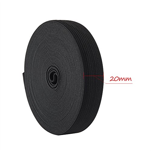 FEPITO 6 Meters/ 6.6 Yards Flat Elastic Bands Spool Sewing Band Flat Elastic Cord 20mm in Width,Black