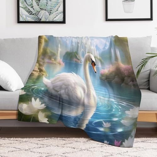 Manta de franela de cisne térmica para abrigarse en el sofá 3
