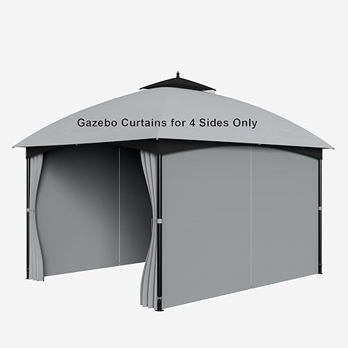 Miniatura 2 de Cortina de repuesto para cenador de privacidad universal, 4 paneles de pared lateral con cremallera (10 x 12 pies, gris, solo cortinas)