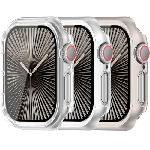 Compatible for Apple Watch Series 11 Series 10 46mm 42mm Hard PC Case Cover Resistant Impact Shockproof Protective All-Around Edge Protective Bumper Cover Face (3Pack, Series10 46mm)