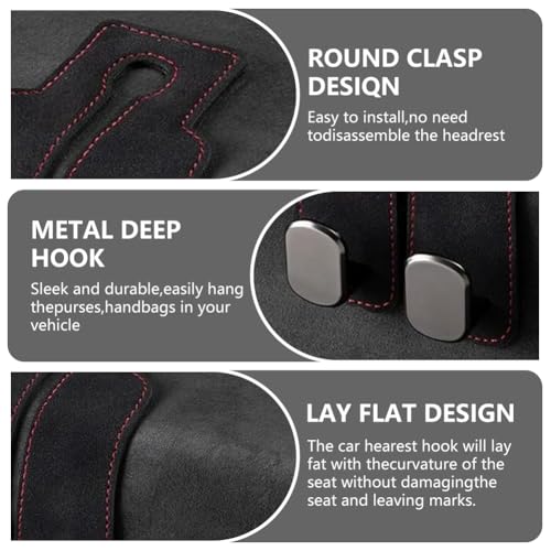 Image of Headrest Hooks for Car, Twinhook Car Seat Hooks for Headrest (Max) | Leather Car Purse Holder Hooks for Purses and Bags, Universal Car Headrest Hangers Seat Back Organizer for Travel