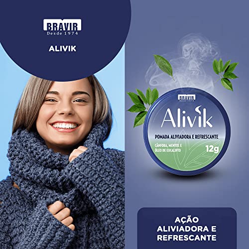 Pomada Aliviadora e Refrescante Alivik, Verde, Bravir, 12 g