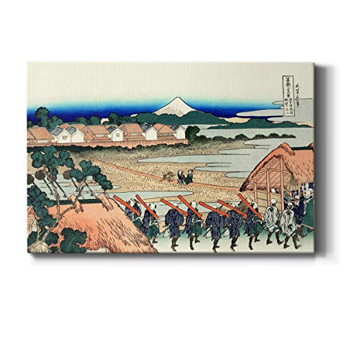 Renditions Gallery Hokusai Enoshima in Sagami Province Wall Art, Japanese Woodblock, Premium Gallery Wrapped Canvas Decor, Ready to Hang, 27 in W x 16 in H Made in America Print