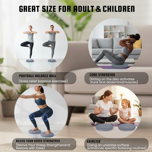 Image of Wobble Cushion Core Balance Disc, Wiggle Seat for Sensory Kids to Stay Focused, Non-slip Balance Pads with Inflation Pump for Physical Therapy & Core Strength