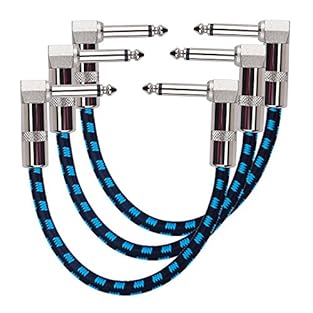Pack of 3, each cable is 15cm long, perfect to connect multiple guitar/bass effect pedals or stomp boxes. And the right angle allows close space on pedal-board to help it keep neat and organized. Low impedance pure Oxygen-Free-Copper 22AWG conductor ...