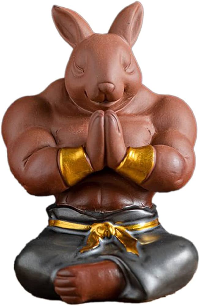 Amazon.co.jp: うさぎの置物 筋肉 ウサギ 置物 インテリア雑貨 茶寵